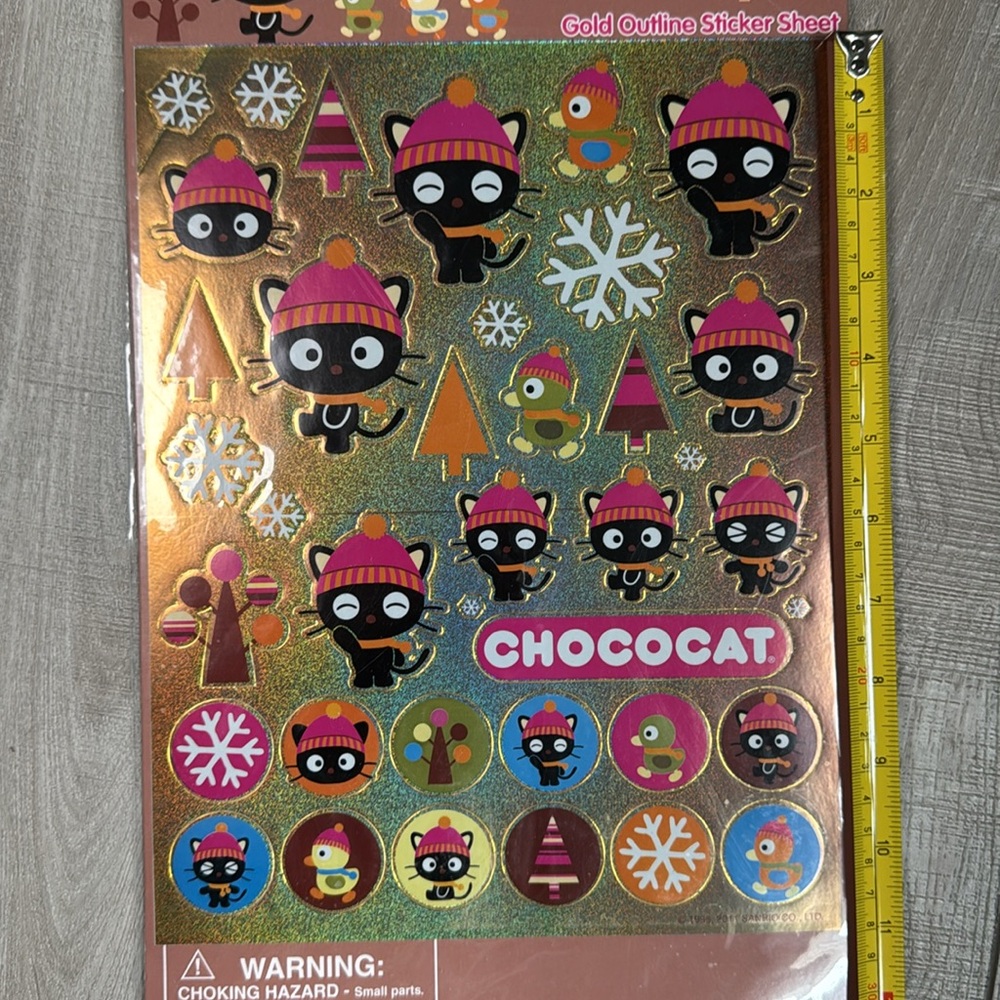 Rare Sanrio 2011 Chococat Gold outline Stickers 38 pieces 1 sheet Gold - Picture 2 of 7